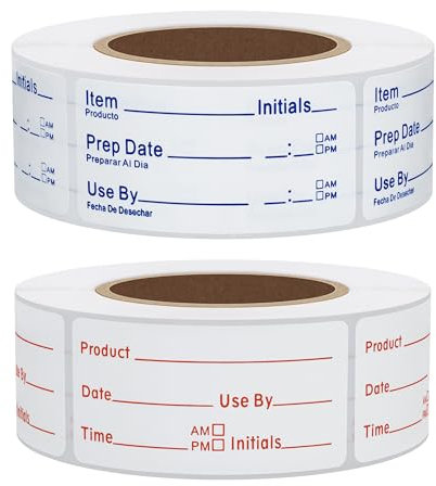 Hybsk 2 rollos de calcomanías extraíbles para alimentos, etiquetas de congelador de alimentos de 1 x 2 pulgadas, etiquetas de almacenamiento de alimentos, etiquetas de conservas de preparación para