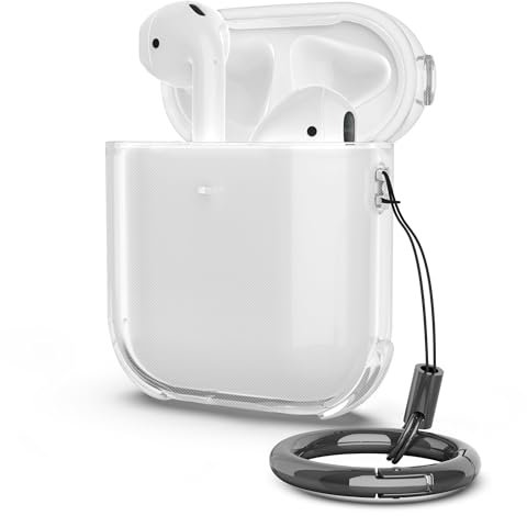 ULAK for Airpods 2 & 1 Case Clear Soft TPU Airpod 1 & 2nd Generation Protective Shockproof Cover with Rope Keychain Front LED Visible for AirPod 2 & 1 - Transparent