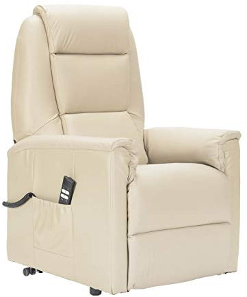 Sime ES-P2 ANPASSBAR relaxsessel elektrisch Zero Gravity, 2 Motoren, unabhängig verstellbare Rückenlehne und Fußteil 2 Räder unverformbarer Sitz Leder seniorensessel elektrisch relaxsessel Beige