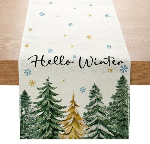 Tischläufer Weihnachten Rentier Baum Schneeflocken Weihnachtsdeko Weihnachtstischdecke Weihnachtsdeko Tisch Weihnachtstischläufer Deko Winter Tischläufer 40x140 cm (10, 40 x 140 cm)