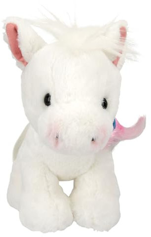 Depesche 12939 Miss Melody - Doudou Cheval en Blanc, avec Tresse Rose et Bleue, Cheval en Peluche de 20 cm Environ