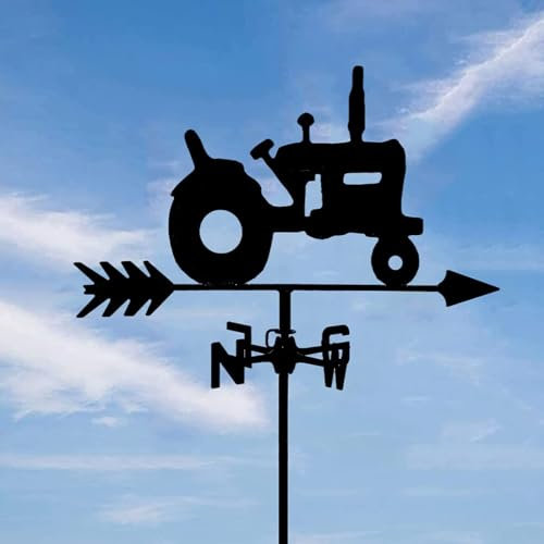 YXCMD Girouette Tracteur avec flèche girouette en Acier Inoxydable Noir satiné girouette Ornement indicateur de Direction du Vent Poteau de Jardin Outil de Mesure girouette Art déco