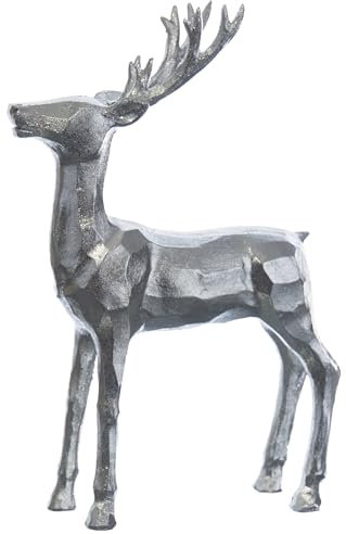Brandsseller Dekofigur Hirsch ca. 25x18x6 cm Rentier Skulptur Dekoration Weihnachten Winter Silber