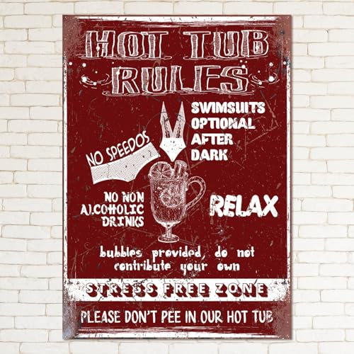 HOT TUB RULES Retro Metal Sign Man Cave Bar Pub Plaque Party Vintage Gift