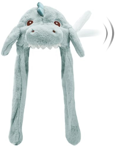 Hpfulseazn Ear Moving Jumping Warm Plush Animal Hats Movable Dancing Ear Flap Hat Earflaps Movable Fluffy Cap(Blue Shark)