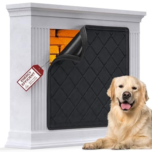 NABOWAN Magnetic Fireplace Cover Easy Install - Indoor Fireplace Blanket to Block Cold Air Reduce Energy Costs, Fireplace Draft Stopper with Full Frame Hook & Loop and Built-in Magnets (32 x 36 Inch)