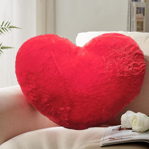 Chingcoo Herz Kissen, Kuschelkissen, Kuschelkissen geeignet für Wohnzimmer Sofa Schlafzimmer Bett Kissen Ästhetik 40 * 35 * 11 (Rot24)
