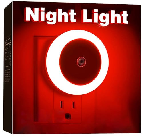 FanFuGuo® 3 Piezas Rojo Luz Nocturna Led Infantil Enchufe,Luz Nocturna Sensor crepuscular enchufe LED, Encendido/Apagado automático,Luz de Noche para niños, Escalera, Dormitorio, Cocina, Baño