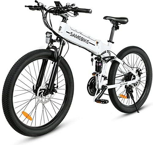 SAMEBIKE LO26-II Bicicleta Eléctrica de Montaña Adulto Batería Extraíble 48V14AH Bicicletas Eléctricas Plegables de 26 Pulgadas con Pantalla LCD de Velocidad Ebikes (LO26-II, Black)