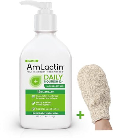 LUXPAKS Bath Glove Bundled mit Amlactn Moisturizing Lotion – Peeling-Body Lotion mit Lactic Acid for Smooth, Hydrated Skin
