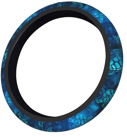 Blaue Meeresschildkröte Auto-Lenkradbezug, Aquarell-Schildkröte Universal-Lenkradbezug für 38 cm / 15 Zoll, Schweißabsorption Anti-Rutsch Atmungsaktiver Neopren-Lenkradschutz für Frauen von