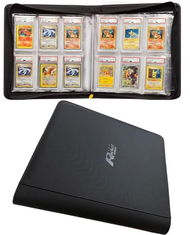 Album grand pour cartes gradées, TeamRocketItalia, Binder jusqu'à 60 cartes, classeur avec poches pour cartes à collectionner PSA, BGS, pour cartes à jouer Pokémon, Yu gi oh, One piece
