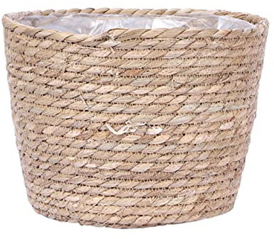 IMIKEYA 1Pc Woven Flowerpot Straw Woven Plant Holder Minimalist Seagrass Flower Basket Base Height Straw Planter for Indoor Home Decor