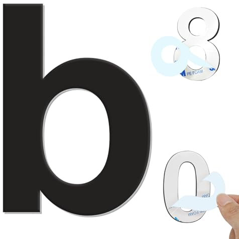 Ywonoby Numéro de maison extérieur moderne brossée, 152 mm Numéro de porte autocollant en acier inoxydable, Plaque de numéro de maison et Numéro de Boite aux Lettres, Noir (b)