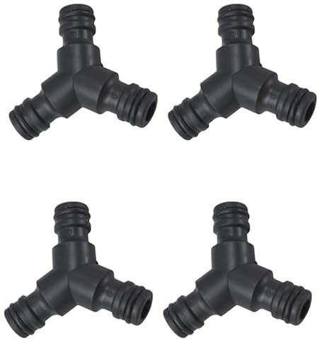 SANTUO Lot de 4 raccords à 3 voies pour dérivation de tuyau - Séparateur de tuyau en plastique - Répartiteur en Y pour dérivation de tuyau (noir)