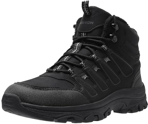 Littleplum Winterschuhe Herren Winterstiefel Wanderschuhe Trekking Warm Gefüttert rutschfest Schneestiefel für Outdoor(B Alle Schwarz,42EU)