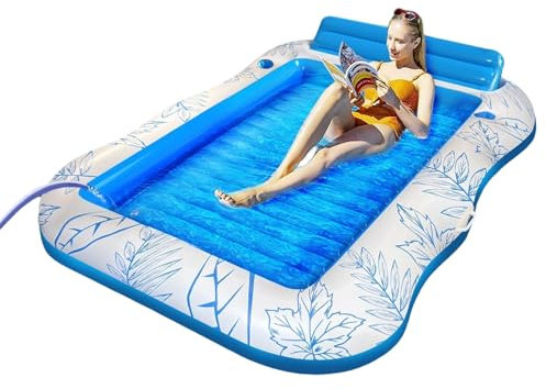 Pool Raft - Aufblasbare Wasserliege Mit Getränkehalter - Weiche Luftmatratze Für Pool Urlaub Badesee Garten Freizeit Wasserspaß