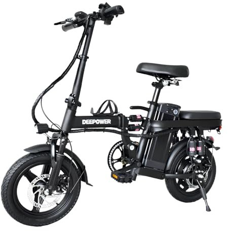 DEEPOWER K306 Klapprad Elektrofahrrad, E-Bike, 48V, 10Ah Herausnehmbarer Akku, 14“ Fat Tire Elektrofahrrad, Multi-Shock, Dual-Scheibenbremsen