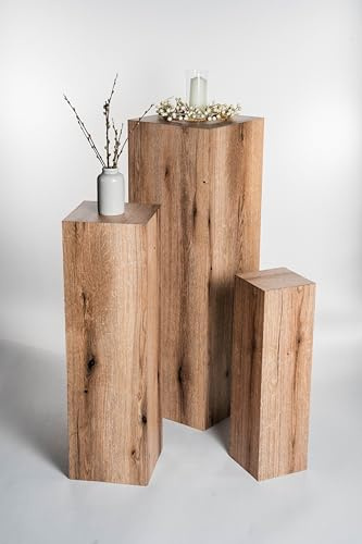STEMA Seyfried Dekosäule innen/außen, Säule/Podest/Sockel in 3 Größen (Eiche, Außensäule 100x33x33 cm)