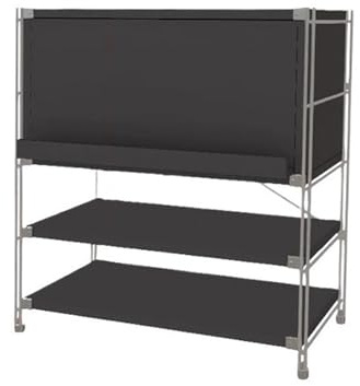 VHDY85KA Organizer Multi Tiered Wooden Vinyl Record Storage Rack Living Room Sideboard with Flip Door Metal Leg Holder