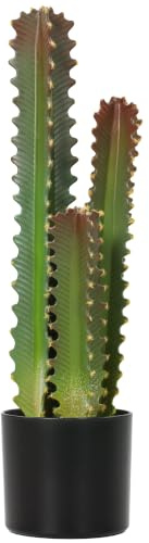 HOMCOM Cactus artificiale 66 cm, pianta artificiale decorativa con vaso e 3 foglie, per decorazioni interne, casa, ufficio, salotto, verde