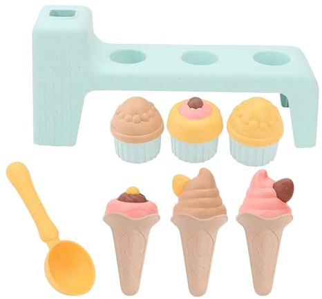 Jaoxiuozi Eisständer Sandspielzeug Set Sandkasten Spielzeug Eiscreme Kinder Set,Sandschaufel Eiscremeform Kegel Strandspielzeug Torte,Sandspielzeug ab 3 Jahr (B)