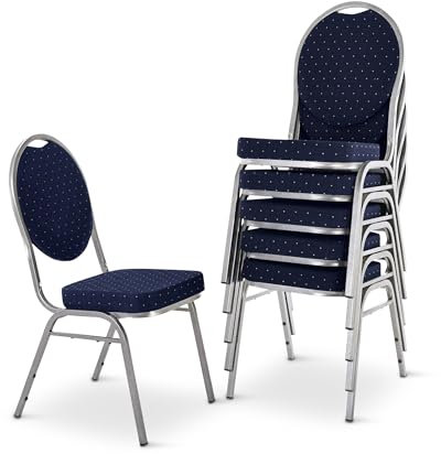 MACOShopde by MACO Möbel Raburg Stapelstuhl 6er Set David - stabil bis 150 kg in BLAU, Gewerbequalität + stapelbar für: Konferenz, Seminar, Wartezimmer, Bankett, Behörde, Schule/Uni & Gastro/Hotel