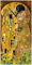 Wallario Design-Wanduhr, Acrylglasuhr Größe 30 x 60 cm, Schwarze Zeiger, Motiv Der Kuss von Klimt