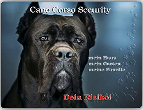 Merchandise for Fans Warnschild - Schild aus Aluminium 30x40cm - Motiv: Cane Corso Security (02)