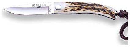 Joker Sports Klappmesser ibérica NC138, Klinge 7,5 cm MOVA, Hirsch Antler Griff, Fischen, Camping- und Wanderwerkzeug