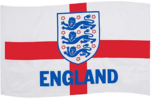 England FA - Flagge mit Motiv 3 Löwen - Offizielles Merchandise - Geschenk für Fußballfans - 90 x 150 cm - Weiß - 1 Stück