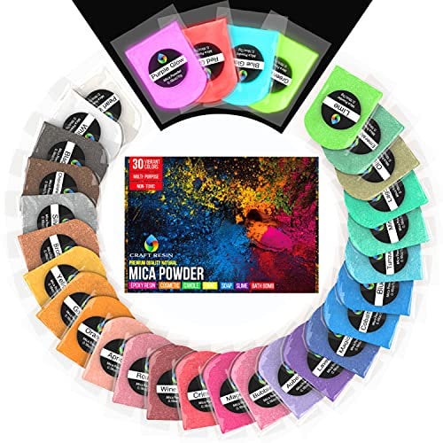 Craft Resin Epoxidharz Farbe Gießpulver Set – 30 Farbpigmente Mica Pulver für Schmuckherstellung Epoxidharz, Natürliche Perlglanz-Pigmente, Gießharz & Acrylgießen – Natürlich Farben Powder gießen