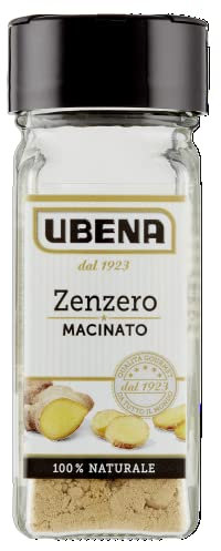 UBENA, Zenzero Macinato, Piacevolmente Piccante, Ideale per insaporire Insalate, Infusi, Salse e Piatti Esotici, Formato Vasetto da 25 gr