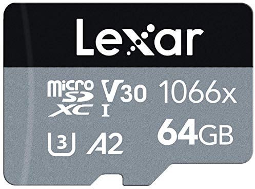 Lexar Professional 1066x 64GB Micro SD Card, microSDXC UHS-I Card w/ SD Adapter SILVER Series, Up To 160MB/s Read, for Action Cameras, Drones, High-End Smartphones and Tablets (LMS1066064G-BNAAG)