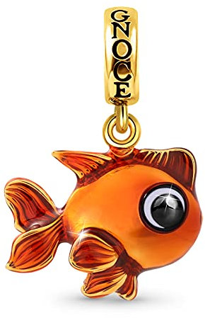 GNOCE Colgante De Pez Dorado Colgante De Plata De Ley Chapado En Oro De 18 Quilates Abalorios De Animales Pulsera/Collar El Mejor Regalo Para Mujeres y Niñas