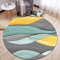 DRSFF Moderne Kreativität Große Fläche Runde Teppiche für Wohnzimmer Schlafzimmer Waschbare Teppich 80 cm 100 cm 120 cm 140 cm 160 cm 180 cm 200 cm cafétisch Matte blau grau gelb