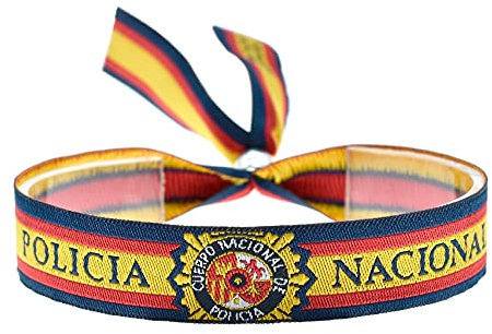 BDM Pulsera policía Nacional, CNP, comisaria Nacional de policia española, con el Escudo y la Bandera española, Cinta para Hombre y Mujer.