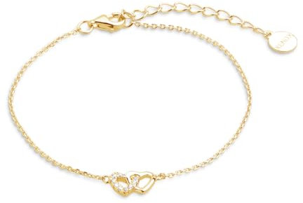 XENOX Damen 925 Sterling Silber Armband mit Anhänger 18K vergoldet und Zirkonia in goldfarben - LOVE STORY - XS3570G