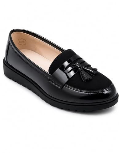 Mocassins Vernis Femme Semelle compensée Confort intérieur Cuir & Pampille