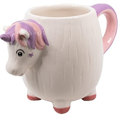 Crockery Critters Mug from Deluxebase – Unicorn Hand-Painted Animal Shaped for Tea or Coffee. Fun Novelty Gift for Adults or Kids, Ceramic Homeware & Cute Kitchen Accessories.
