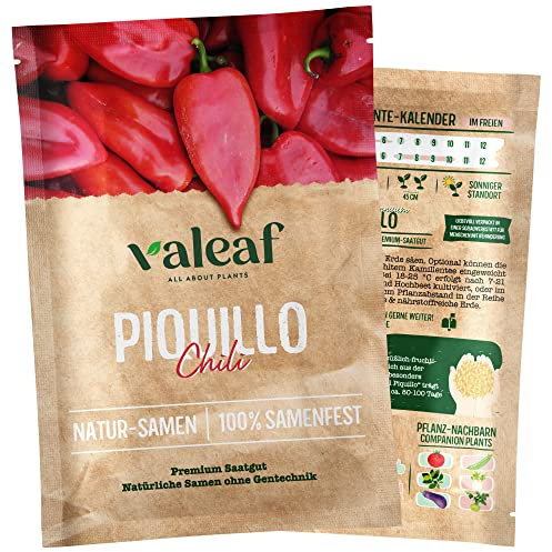 valeaf Chili Samen I Premium Chilisamen zur Chili Anzucht I Von scharf bis mild I Chili-Vielfalt als samenfestes Chili Saatgut I Pflanzen Samen zum Chili Pflanzen (Chili Piquillo)