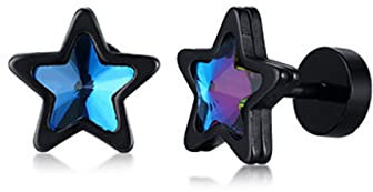 Musihy Stahl Ohrstecker Ohrstecker Für Damen Frauen Geschenk Pentagon Schwarz