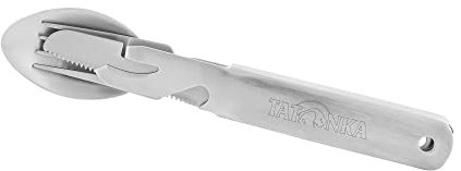 Tatonka Cutlery Set 2 (4-teilig) - Camping-Besteck aus Edelstahl bestehend aus Messer, Gabel, Löffel und Dosenöffner, Silber