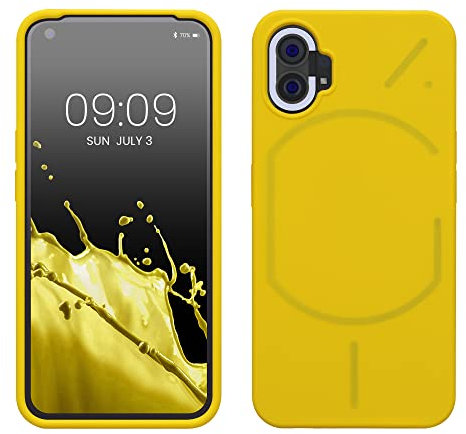 kwmobile Hülle kompatibel mit Nothing Phone (1) Hülle - Silikon Handy Case - Handyhülle weiche Oberfläche - kabelloses Laden - Strahlend Gelb