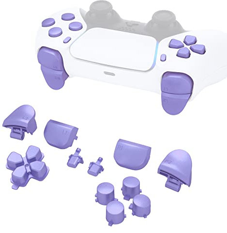 eXtremeRate Boutons Remplacement pour ps5 Manette BDM-010/020, Kit de Boutons D-Pad R1 R2 L1 L2 Triggers Share Options avec Outils pour ps5 Controller, Violet éclair Métallisé
