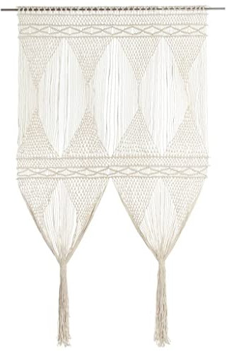 WIFESE Makramee Vorhang 140x240 cm Wandbehang Gewebte Tapisserie Fadenvorhang Boho Deko Gardinen Boho Vorhänge Türvorhänge für Wohnzimmer Kinderzimmer Curtain Creme Baumwolle