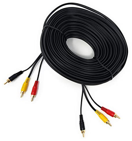 DRUT 20m 3 RCA to 3 RCA Phono Male Plug Triple Jack Cable AV Audio Video Composite Lead 65ft