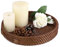 IGNPION Rattan Serving Tray 25cm Decorative Display Tray Table Storage Tray with Handle Desktop Organiser Tray for Tableware,Makeup,Vanity,Jewelry,Candle, Ornament Whitewash (25cm, Brown)