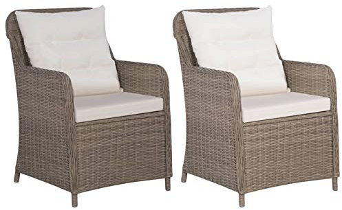 Festnight Polyrattan Gartenstühle 2er Set Gartensessel Stuhlset Rattan Stuhl Garten Sessel Rattanstühle Balkonstühle Terrassenstühle Outdoor Stühle Balkonsessel Mit Kissen Braun