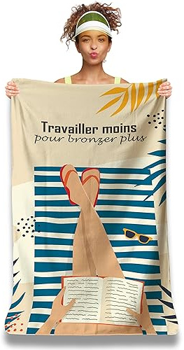 Strandtuch, Mikrofaser, personalisierbar, mit lustiger Botschaft, Strandtuch, 160 x 80 cm, sehr saugfähig, schnell trocknend, leicht und kompakt, Geschenkidee für Damen und Herren, Teenager,